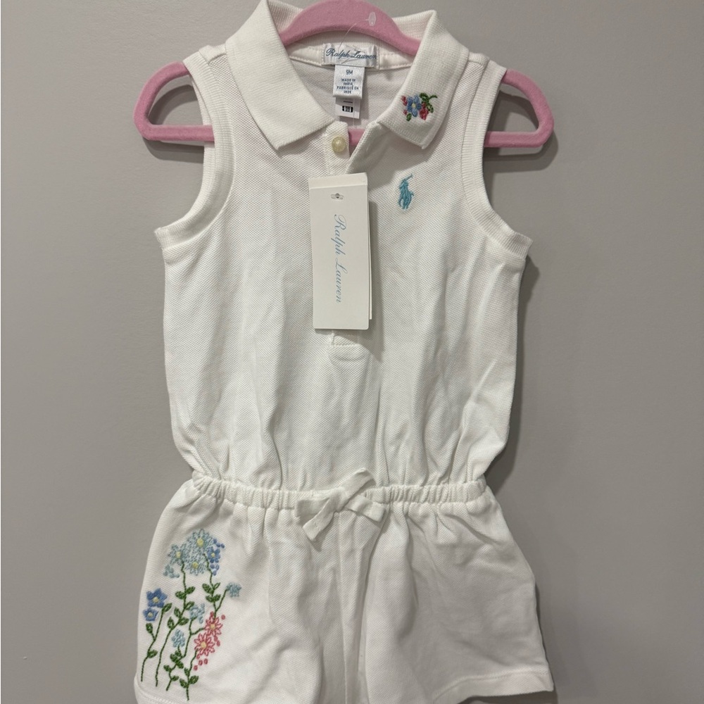 Ralph Lauren White Embroidered Romper baby 9 months